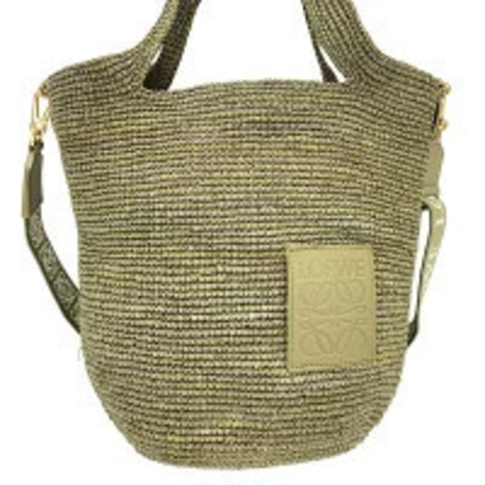 Loewe Raffia Slit Bag Handbag Green